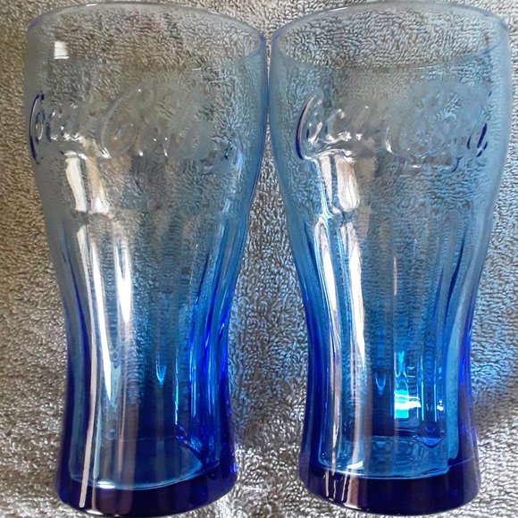 Vintage cobalt blue coca cola glasses - Picture 1 of 3